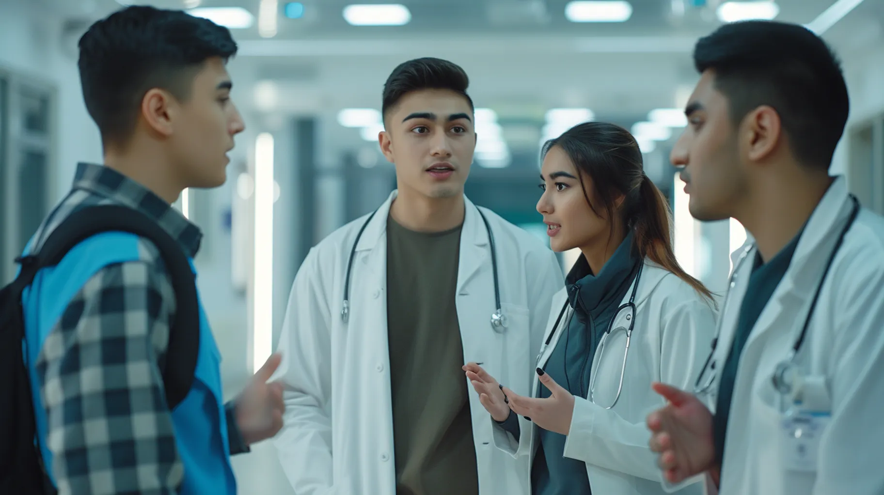 Four young uzbek doctors