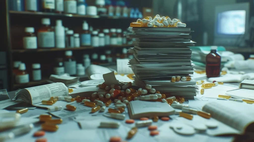 Scientific papers medicines scattered