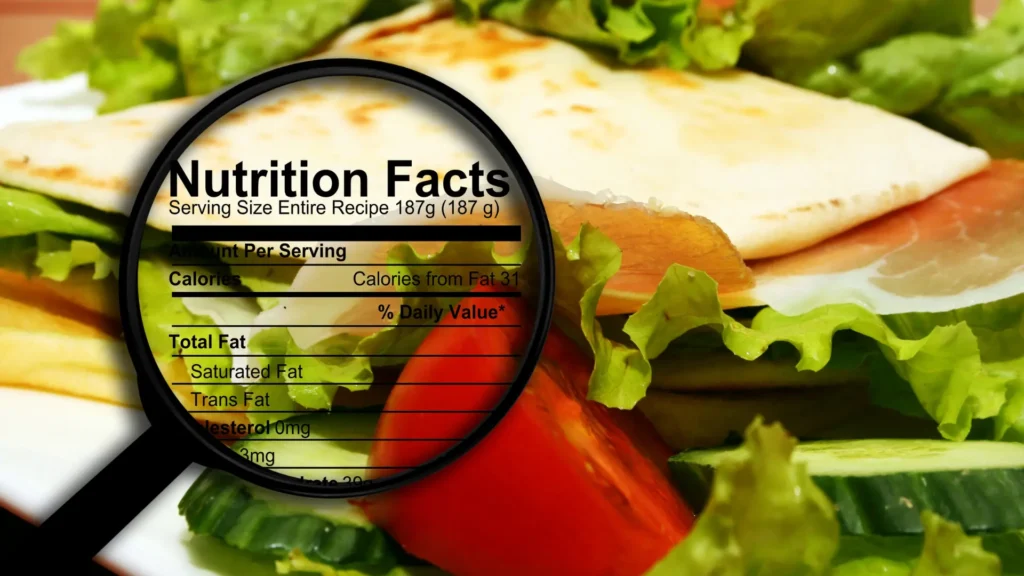 Nutrition facts sandwich