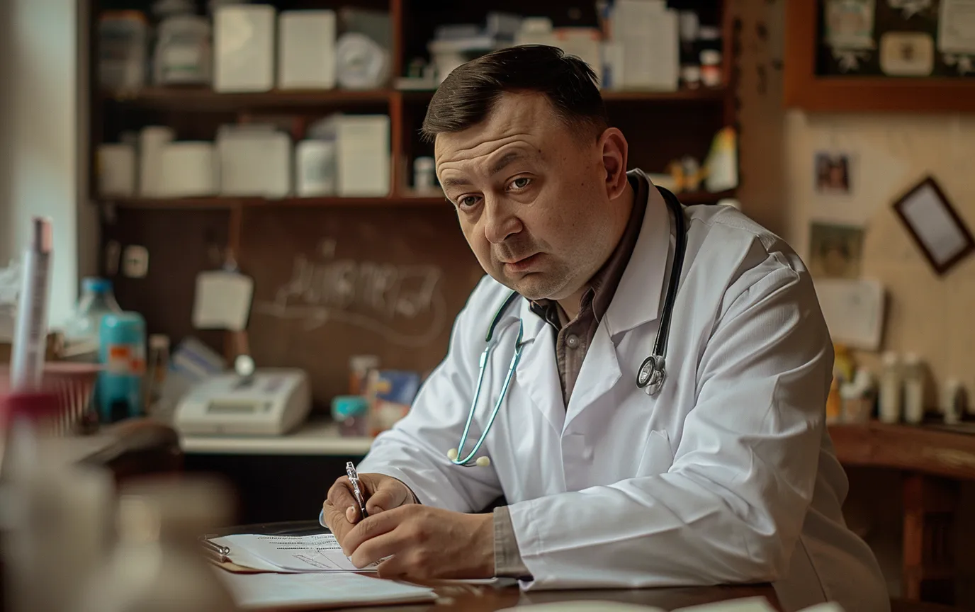 moldovan doctor writing electronic prescription