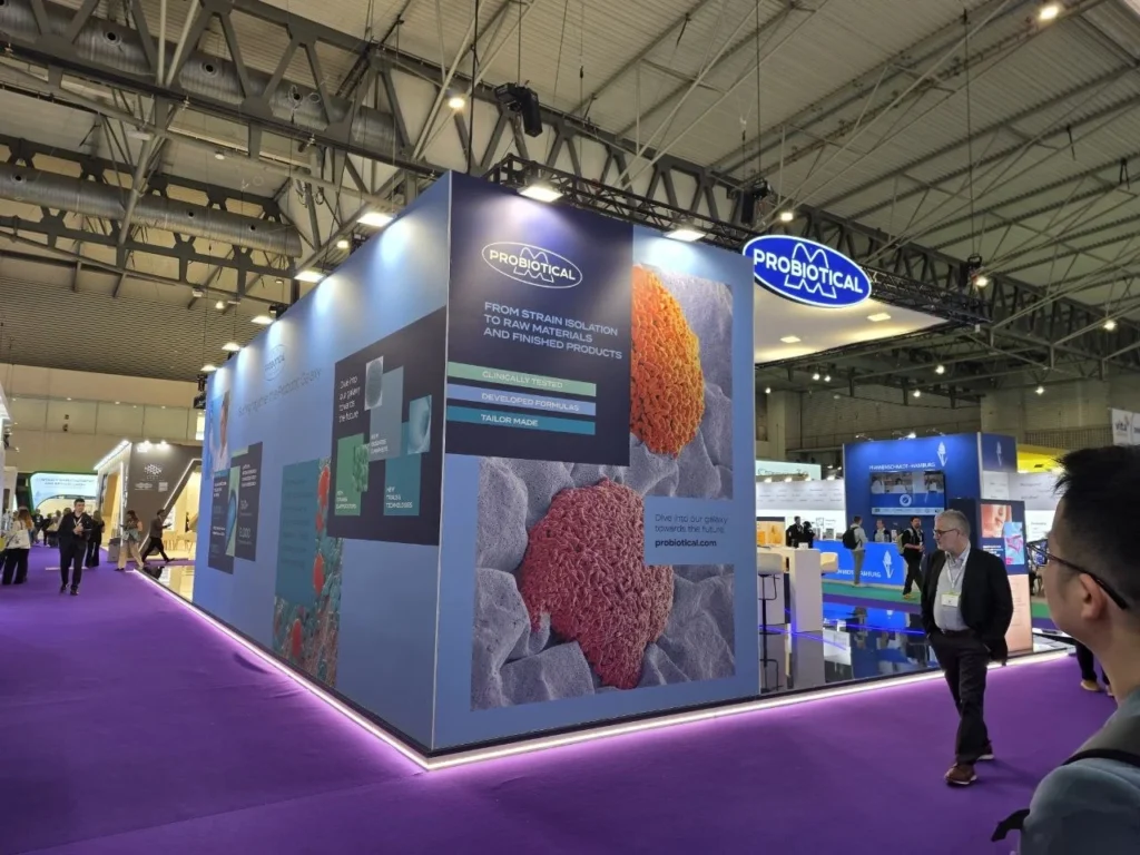 Стенд виробника пробіотиків Probiotical на міжнародній виставці Vitafoods Europe 2026 у Барселоні
